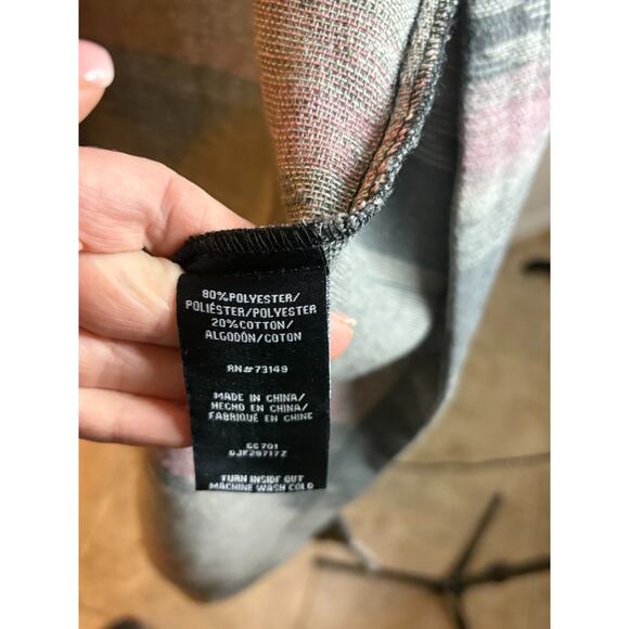 Dictionary Women's Gray / Pink Hooded Long Open Front Cardigan XL - Picture 5 of 6